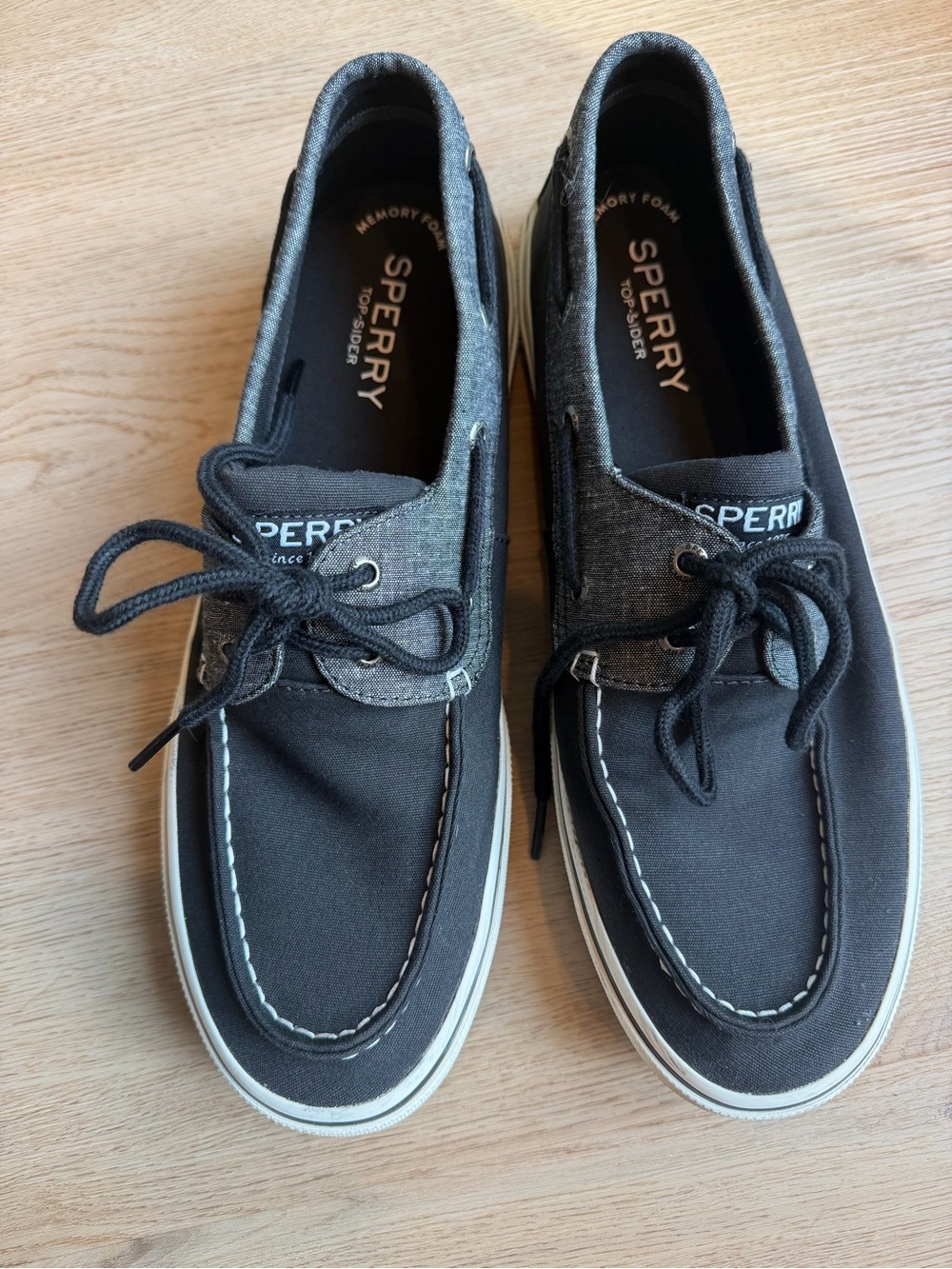 Sperry Two-Tone Black and Charcoal Canvas Boat Shoes